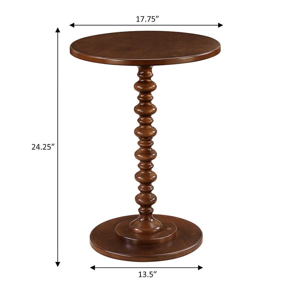 Espresso Round Wood Spindle Base Side Table