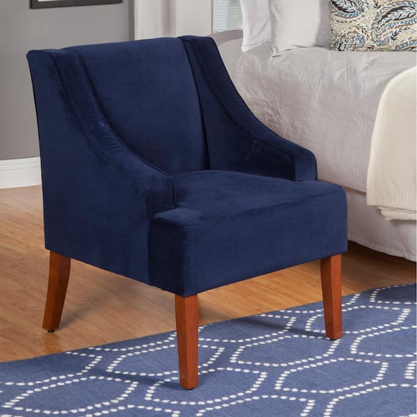 Homepop Swoop Arm Velvet Accent Chair Navy