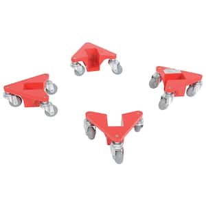200 lbs. Capacity Red Aluminum Corner Mover Dolly Narrow Slot (4-Pack)