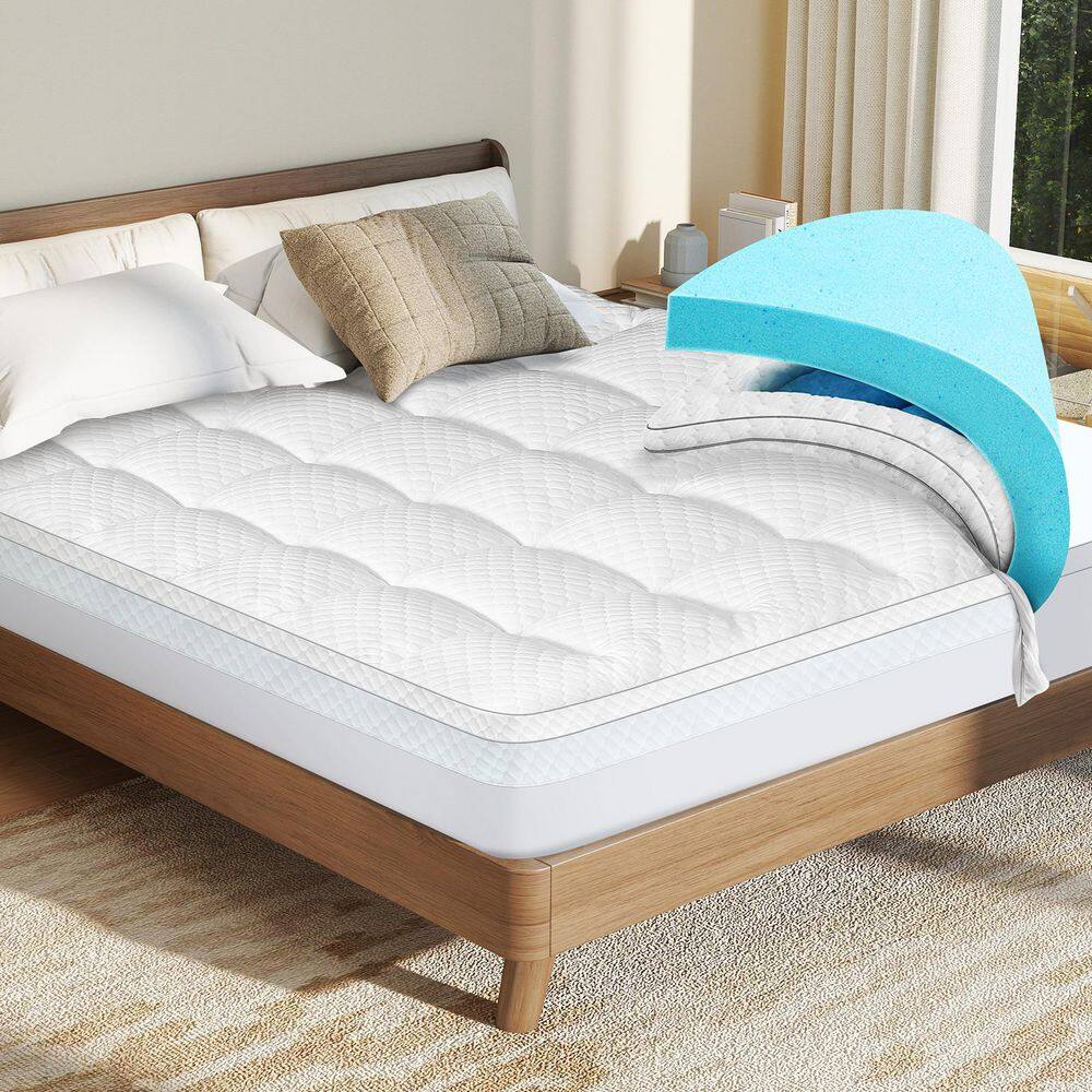 2-in-1 3 in. Gel Memory Foam Mattress Topper with Detachable Pillow Top Mattress Pad Cover, Full Size, White price history on PriceWatchPro