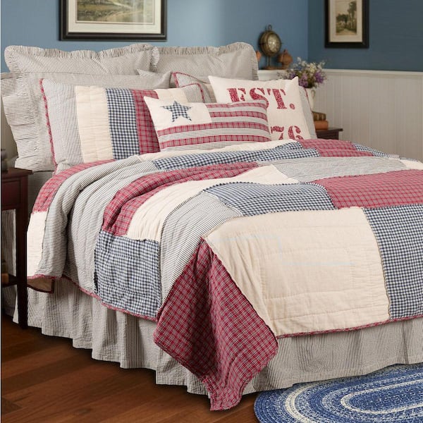 Hatteras Patch Red White Blue Americana Patchwork King Cotton Quilt