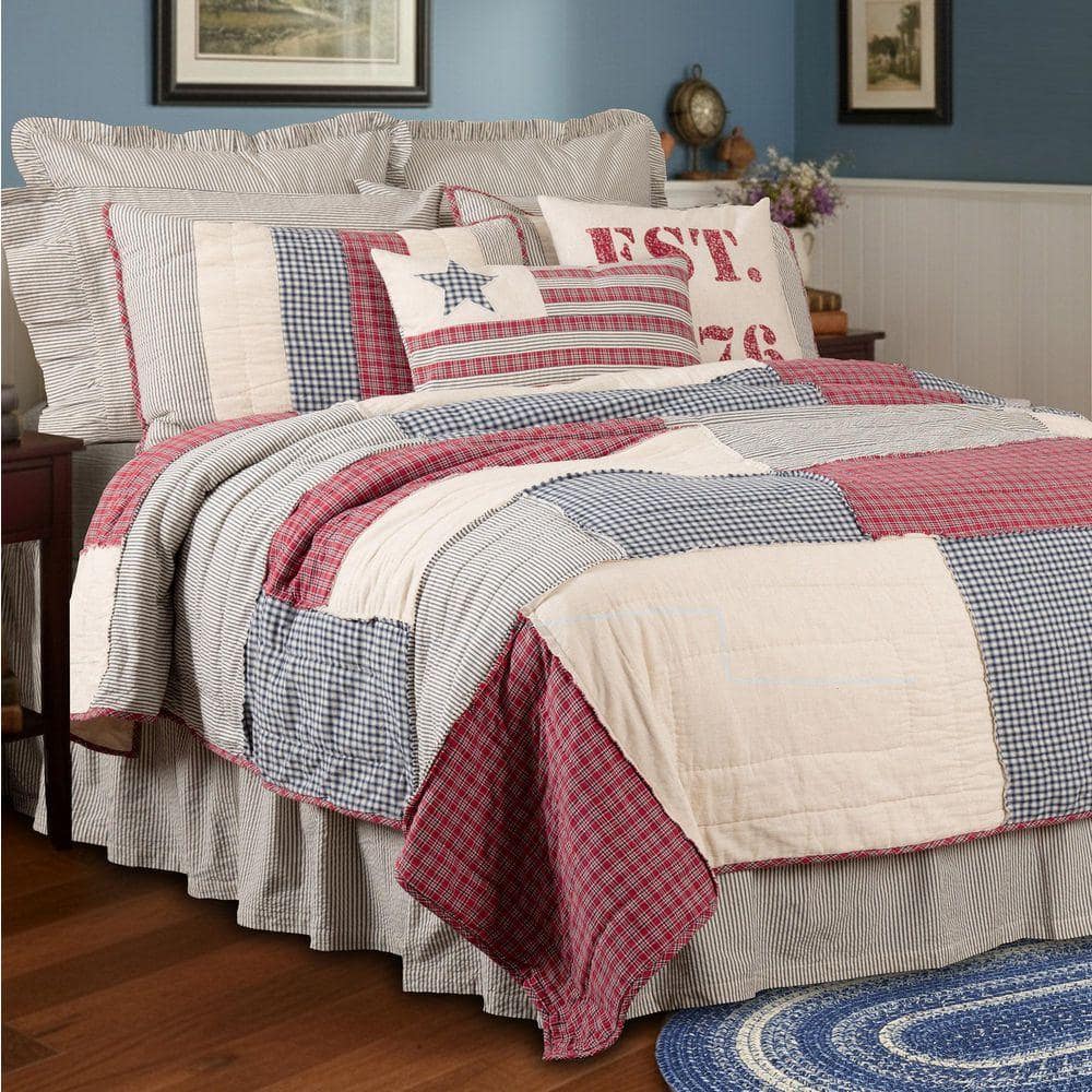 VHC BRANDS Hatteras Patch Red White Blue Americana Queen Cotton