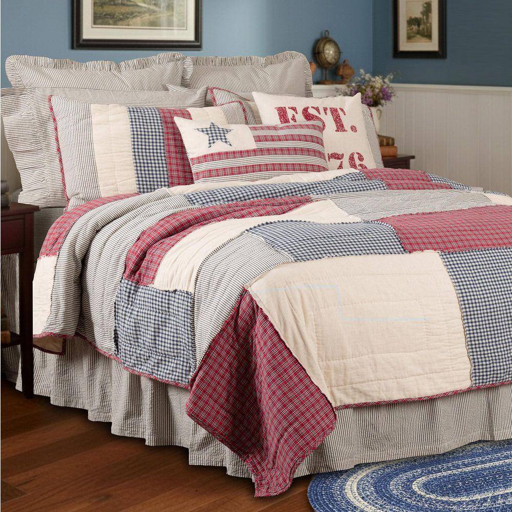 レッドアンドブルー RED&BLUEリートフェルト リプロダクト VHC BRANDS Hatteras Patch Red White Blue Americana Patchwork Twin