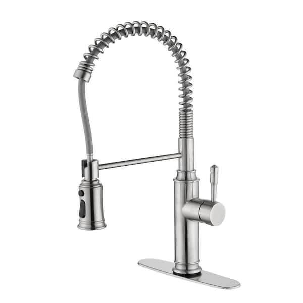 Utopia 4niture Frenzie Single Handle Deck Mount Pull Down Sprayer Kitchen Faucet in Brushed Nickel