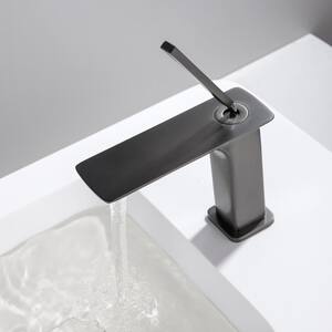 Single-Handle Single Hole Bathroom Faucet in Gunmetal Gray