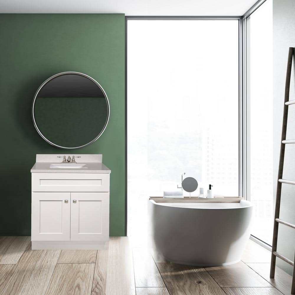 Brookings 30-Inch White Solid Wood Shaker Bathroom Vanity