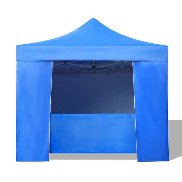 Zeus & Ruta 10 ft. x 10 ft. Blue Outdoor Pop Up Sidewall Canopy Tent for Backyard, Patio, Party, Event