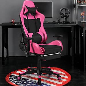 Pink Iron Reclining Gaming Chairs with Adjustable Arms