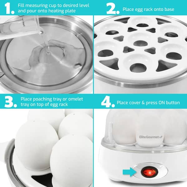 Egg cooker uses only 360 Watts. Makes omelettes, hard boiled eggs