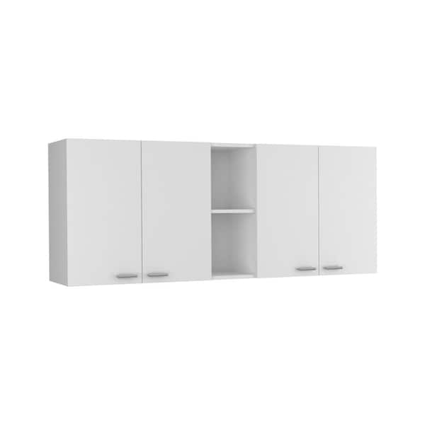 Unbranded 59.05 in. W x 12.40 in. D x 23.62 in. H Bathroom Storage Wall Cabinet in White, Double Door
