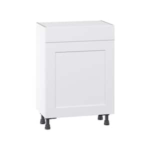 Wallace Painted Warm White Shaker Assembled Shallow Base Cabinet with a Drawer (24 in. W X 34.5 in. H X 14 in. D)