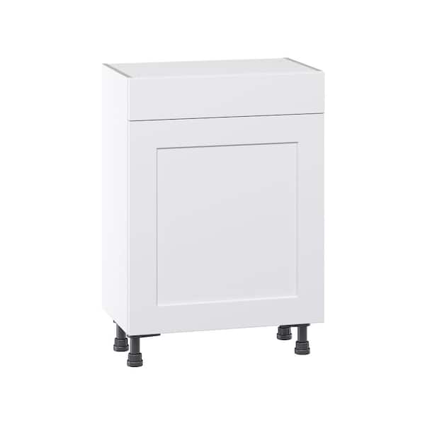 J COLLECTION Roseland 24 in. W x 14 in. D x 34.5 in. H Assembled Shaker Base Kitchen Cabinet in Warm White with Drawer