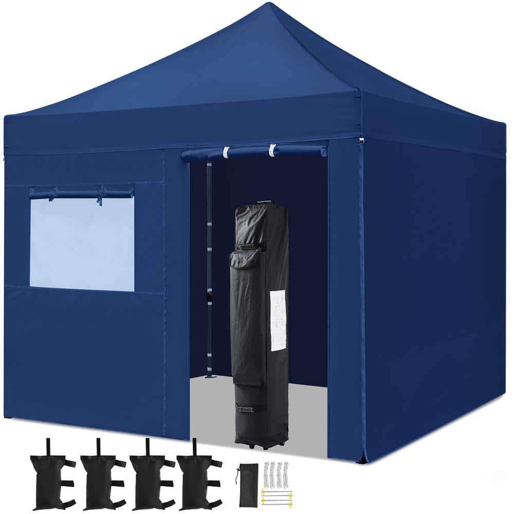 Navy Blue 10 ft x 10 ft Adjustable Height Pop-Up Canopy Tent