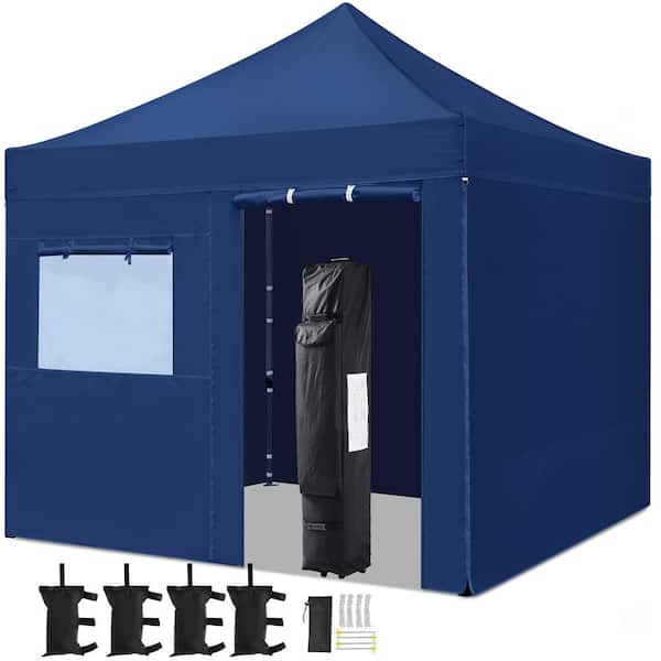 Yaheetech 10 ft. x 10 ft. Pop-up Tent, Waterproof with 4-Removable Sidewall Panels Navy Blue