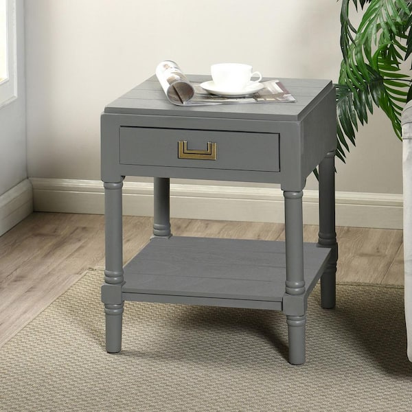 Samantha 15.75 in. Carbon Gray Square MDF End Table