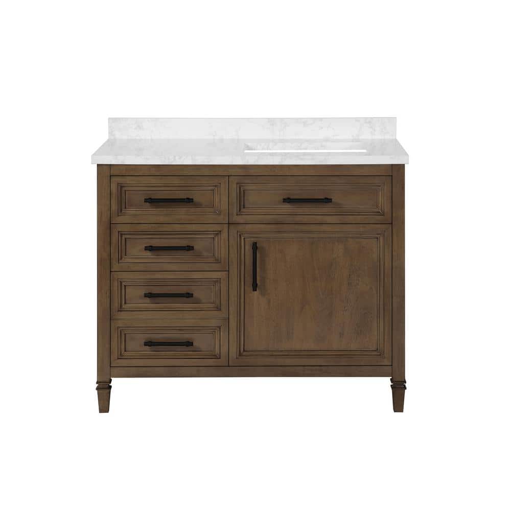 Home Decorators Collection Aiken 42 In W X 22 In D Bath Vanity In Almond Latte With Cultured Marble Vanity Top In White With White Basin Aiken 42al The Home Depot