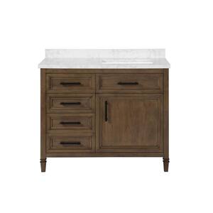 Aiken 42 in. W x 22 in. D Bath Vanity in Almond Latte with Cultured Marble Vanity Top in White with white Basin