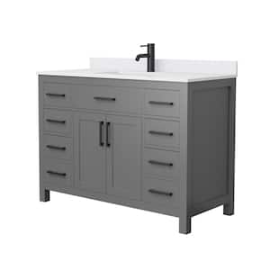 Beckett 48 in. W x 22 in. D x 35 in. H Single Sink Bathroom Vanity in Dark Gray with White Cultured Marble Top