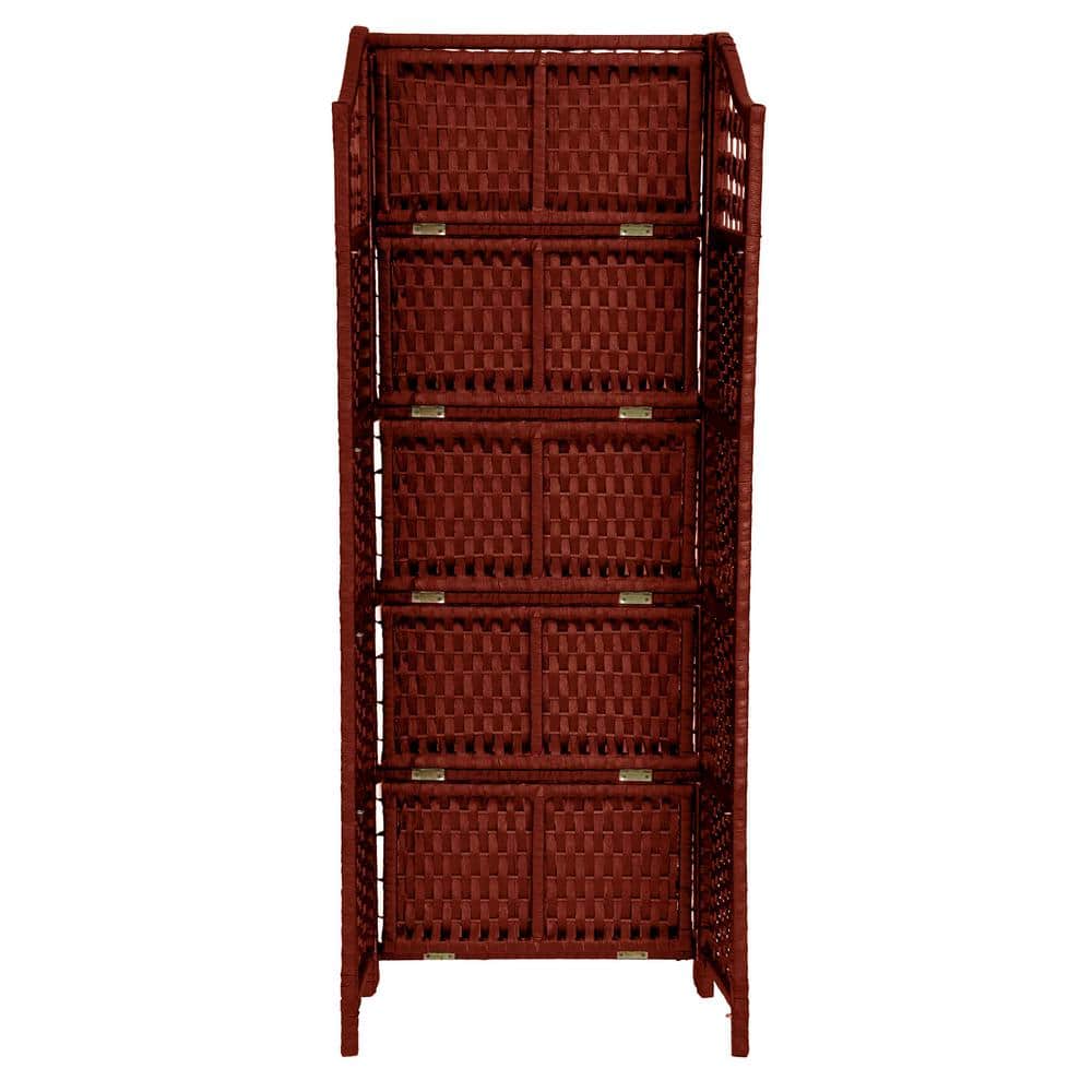 Elegant Mahogany 53" Natural Fiber 5-Shelf Bookcase
