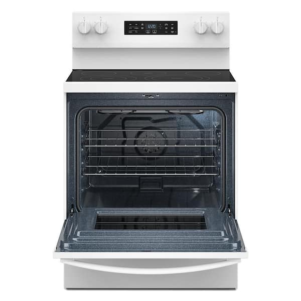30 in. 5 Burner Elements Freestanding Electric Range in White with Air Cooking Technology