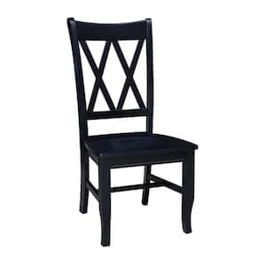Double XX-Back Solid Wood Black Side Chair (Set of 2)