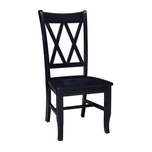 International Concepts Double XX-Back Solid Wood Black Side Chair (Set of 2)