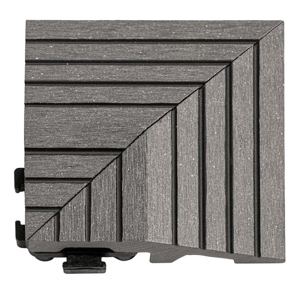CREATIVE SURFACES 3 in. x 3 in. Composite Deck Tile Corner Trim in Slate (4-Pieces Per Box)