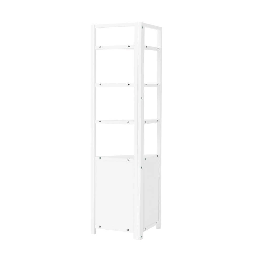 White Corner Storage Cabinet with Adjustable Shelving