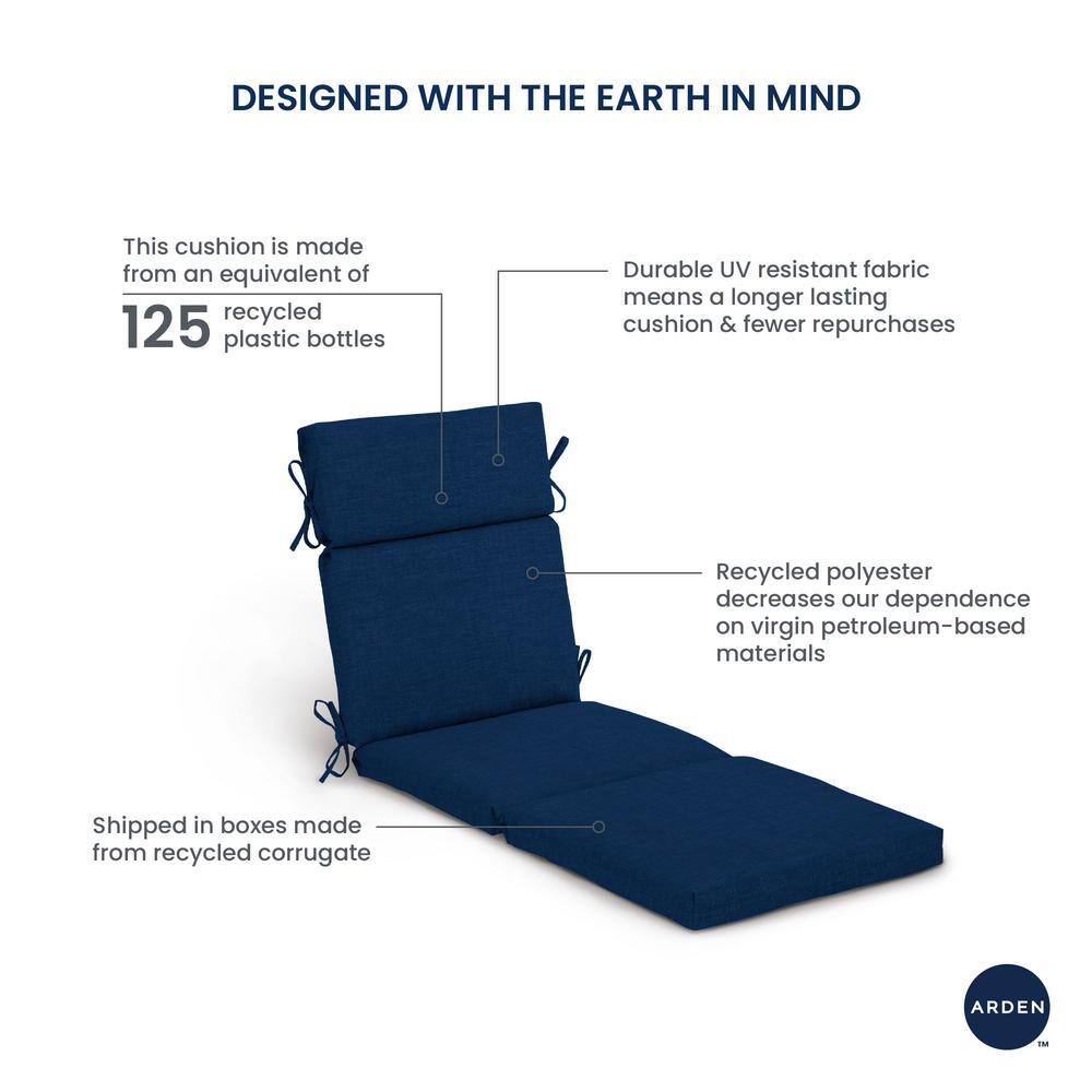 Clark Blue Polyester Outdoor Chaise Lounge Cushion