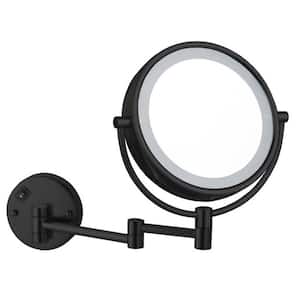 8 in. x 13.23 in. Lighted Magnifying Wall Makeup Mirror in Matte Black