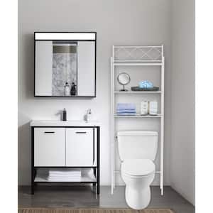 Fresh Home 23.5 in. W x 65 in. H x 9.75 in. D White Metal 3-Shelf Over the Toilet Storage Space Saver in White