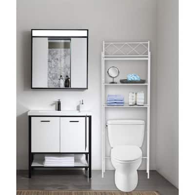 Details about   Bathroom Space Saver Over The Toilet Shelved Storage Cabinet Organizer White New 