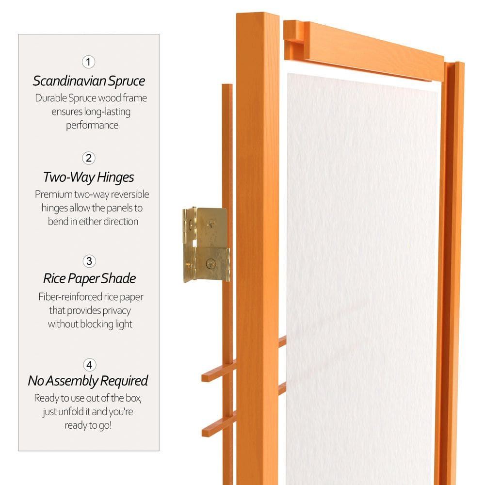 Honey 4 ft Shoji 3-Panel Folding Room Divider