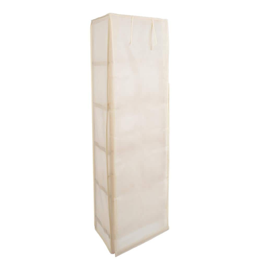 Five-Tier Light Wood and Metal Storage Shelf with Removable Cover