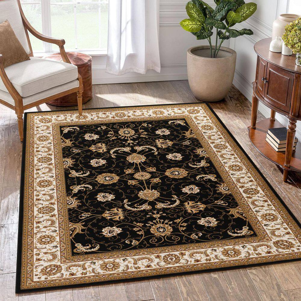 7 ft. x 5 ft. Black Ivory Oriental Area Rug Antique Floral Runner Rug for Living Room Bedroom Dining Room Entryway price history on PriceWatchPro
