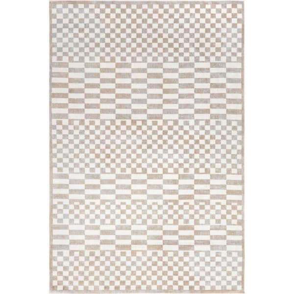 Kallie Washable Tiled Beige 12 ft. x 15 ft. Indoor Area Rug