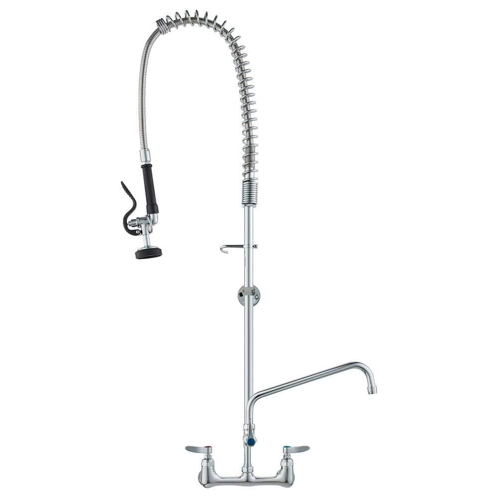 Wall-Mounted Kitchen Faucet, 47 in Tall, 8 in Apart, with 12 in Rotating Spout and Pre-Rinse Spray price history on PriceWatchPro