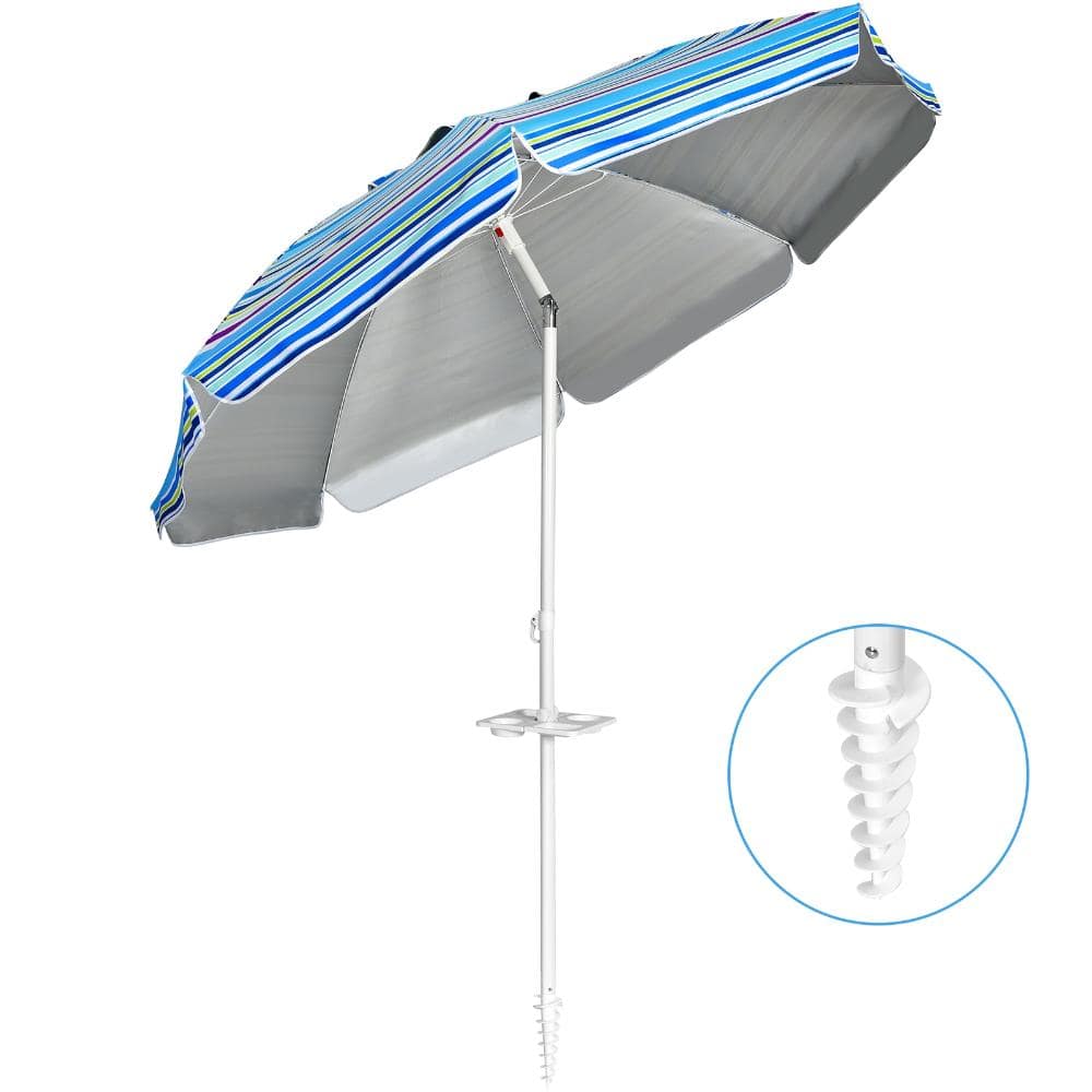 7.2 ft. Polyester and Steel Beach Umbrella with Carry Bag and Ground Stakes, Blue price history on PriceWatchPro