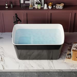 Acrylic 49 in. x 28 in. Bathtub Rectangle Freestanding Soaking Bathtub in Matte Black with Rear Drain