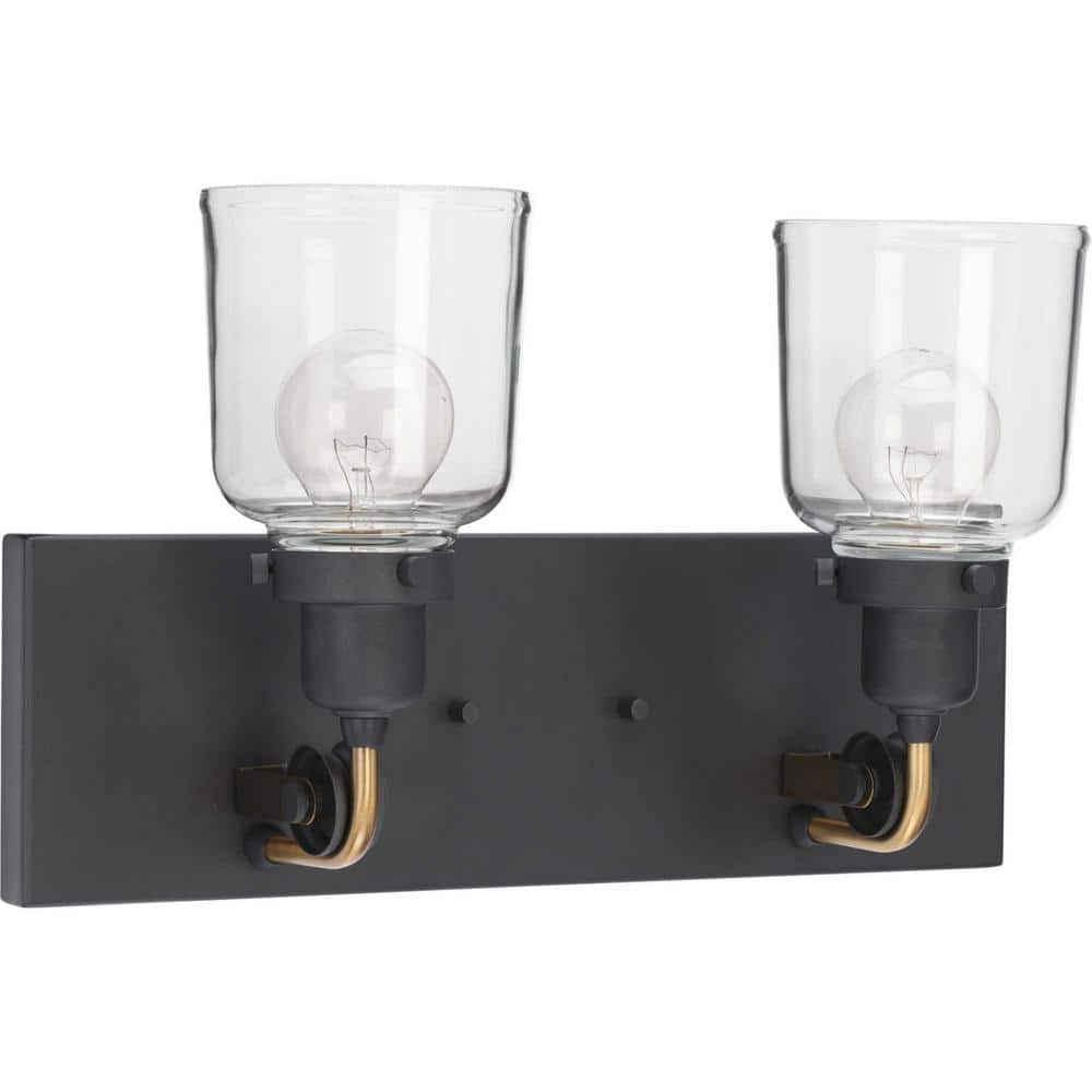 Rushton Collection 2-Light Graphite Clear Glass Farmhouse Bath Vanity Light price history on PriceWatchPro