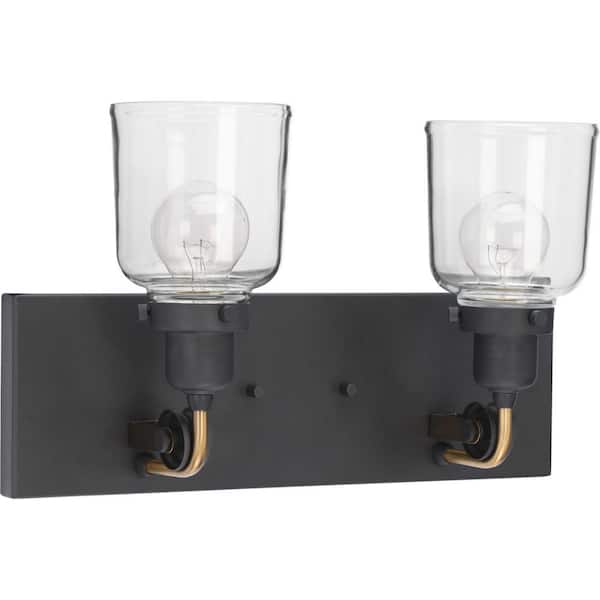 Rushton Collection 2-Light Graphite Clear Glass Farmhouse Bath Vanity Light