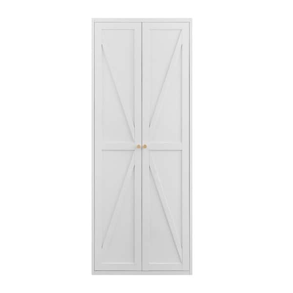 27.5 in.W x 13.7 in.D x 71 in.H White Metal Outdoor Storage Cabinet Metal Adjustable 2 Doors Storage Adjustable Shelves
