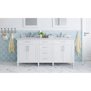 Sonoma 72 in. Double Sink Freestanding White Bath Vanity with Carrara Marble Top (Assembled)