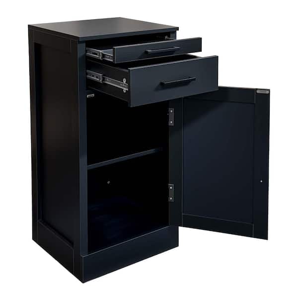 18 in W x 16 in D x 35 in H Linen Cabinet, Black Modular 24 Wine Bar Cabinet Buffet Cabinet with Drawer, storage Shelf