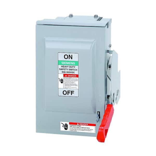 Siemens Heavy Duty 30 Amp 600-Volt 3-Pole Outdoor Non-Fusible DC Photovoltaic Rated Safety Switch