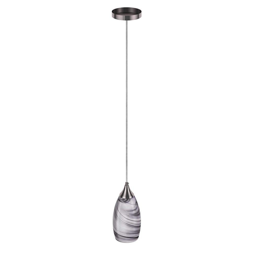 Craftsman Nickel Mini Pendant Light with Multicolor Art Glass