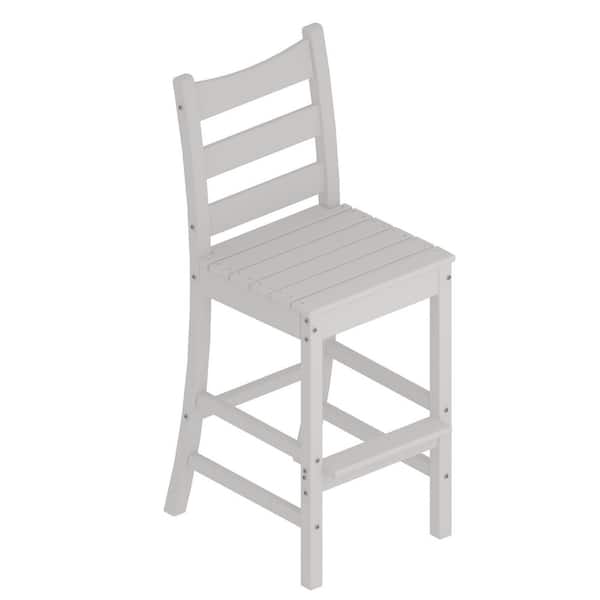 NewTechWood HDPE Plastic Outdoor Bar Chair in Ivory