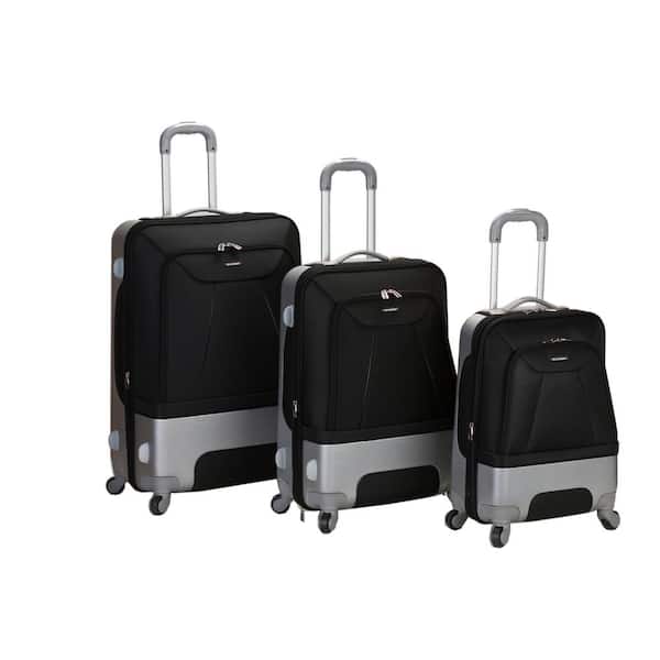 Rockland Rome Hybrid EVA/ABS 3-Piece Softside Luggage Set, Black