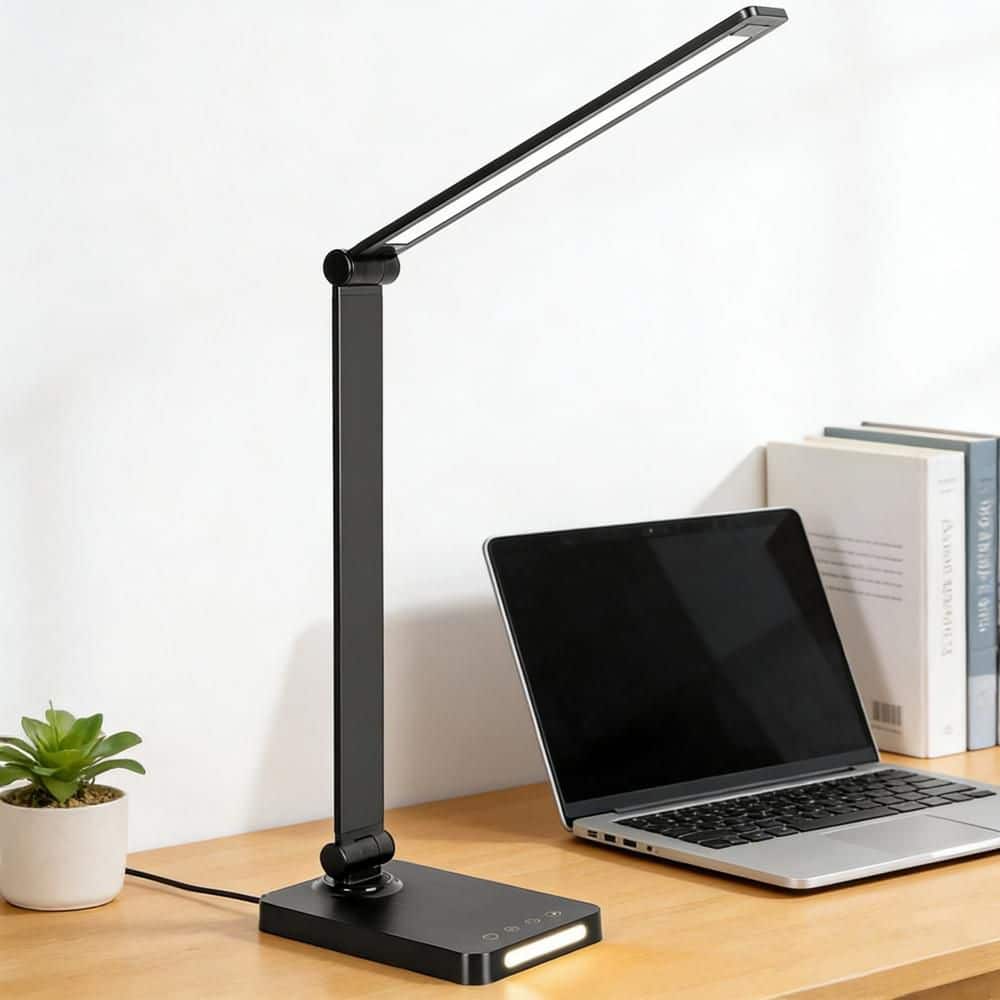 13 in. Black LED Task and Reading Desk Lamp Touch Control Lamp-843