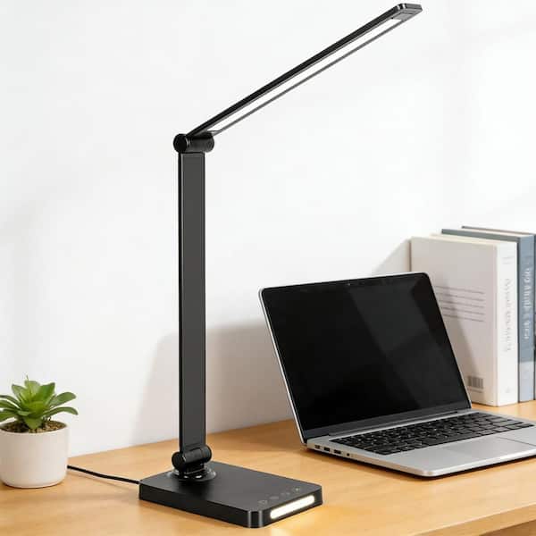 13 in. Black LED Task and Reading Desk Lamp Touch Control Lamp-843